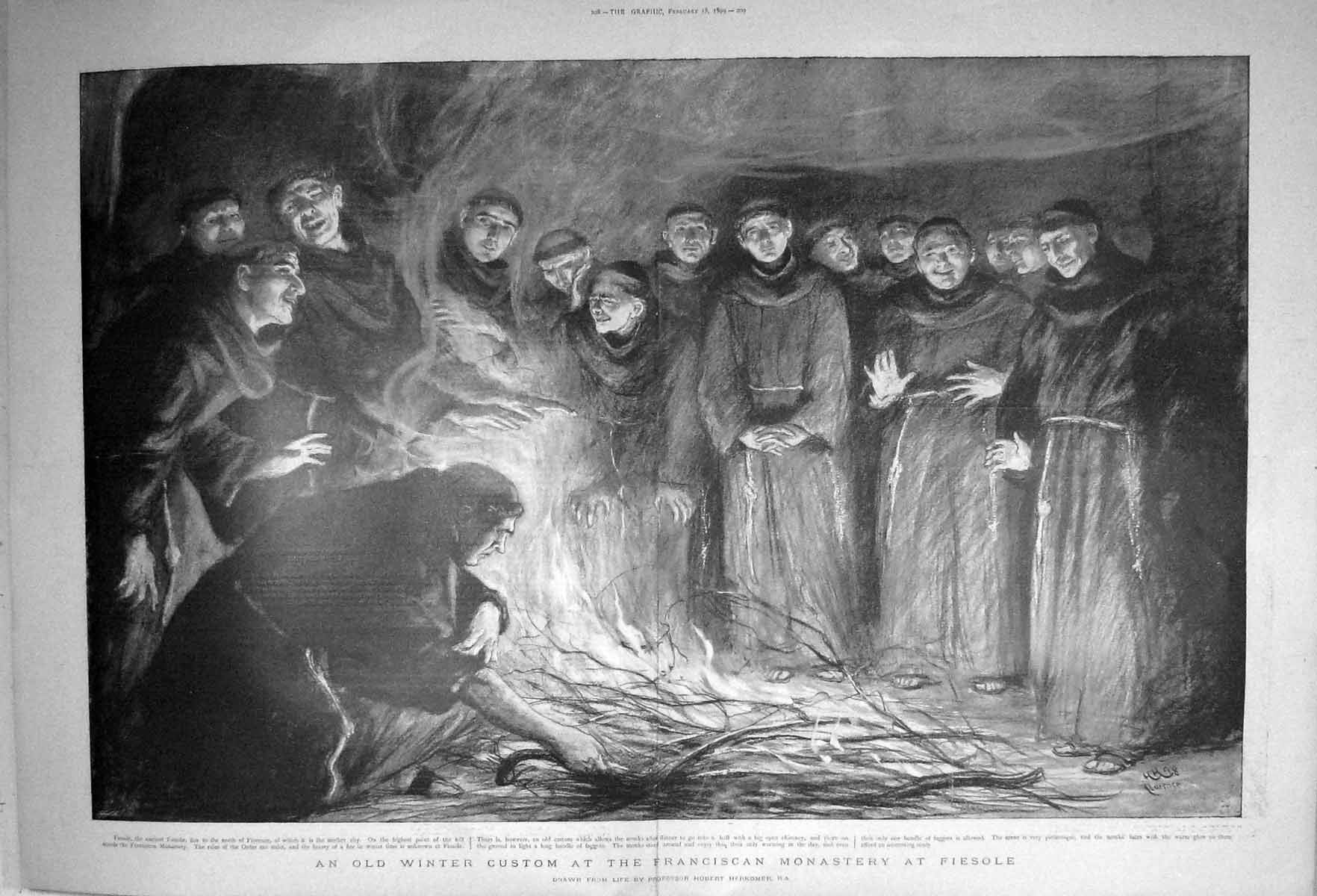 Old 1899 Winter Custom Franciscan Monastery Fiesole Florence Professo Victorian