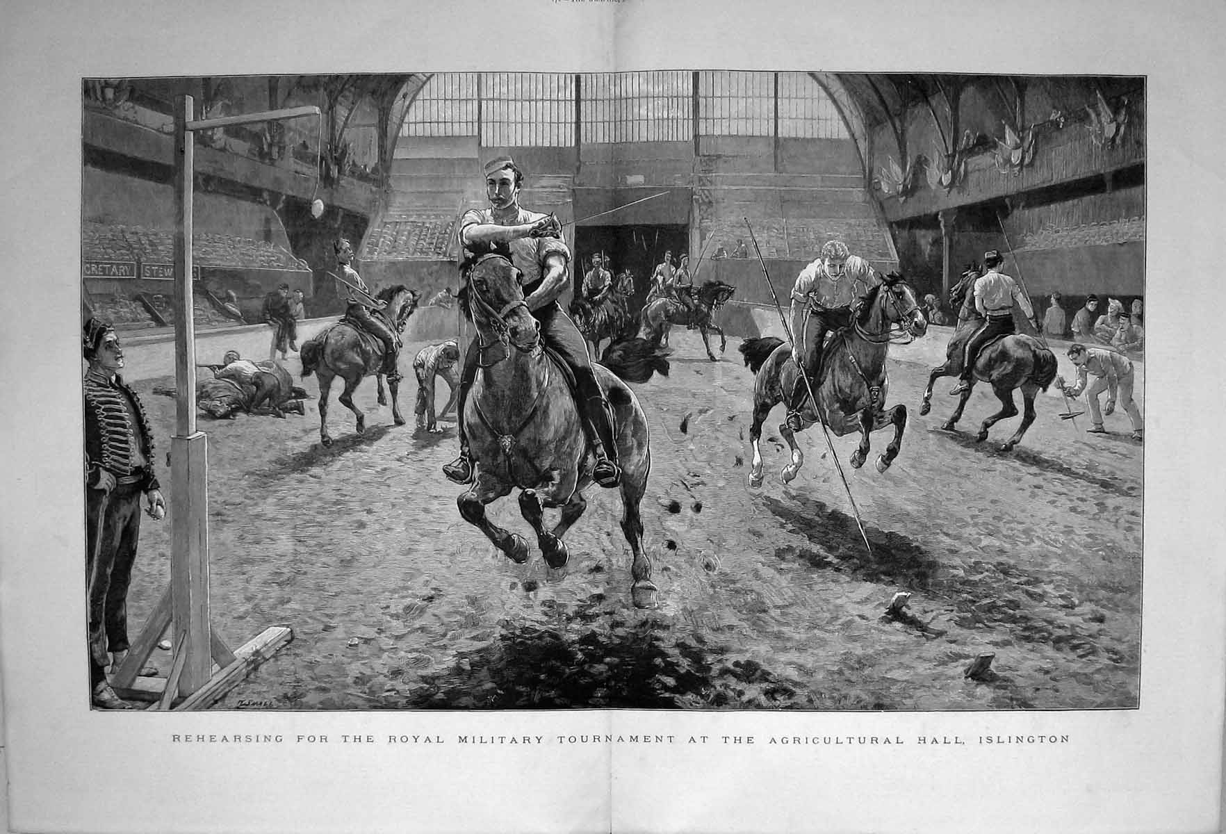 Old 1886 Rehearsing Royal Military Tournament Agricultural Hall Islin Victorian