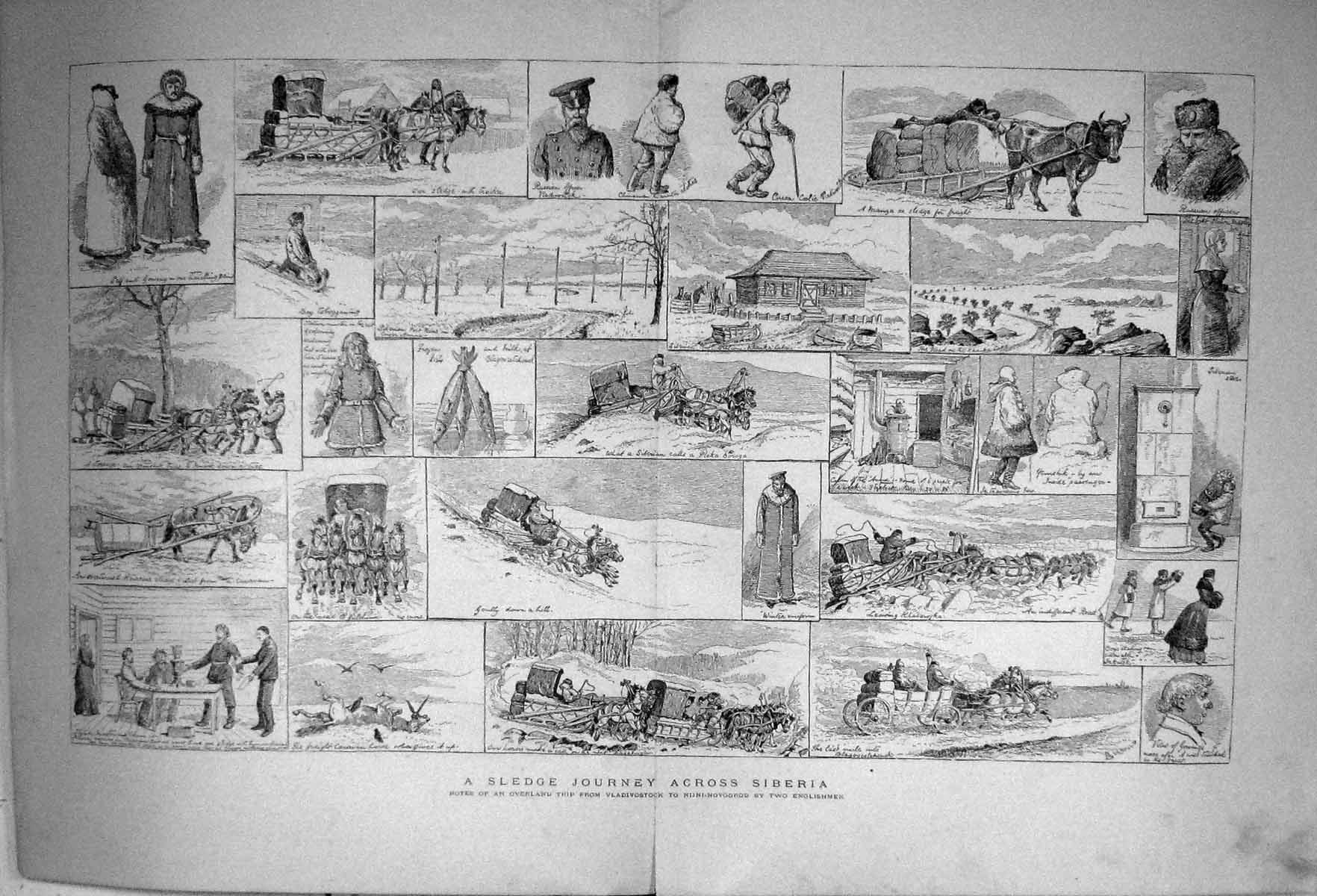 Old 1888 Sledge Journey Across Siberia Vladivostock Nijni-Novgorod Tr Victorian