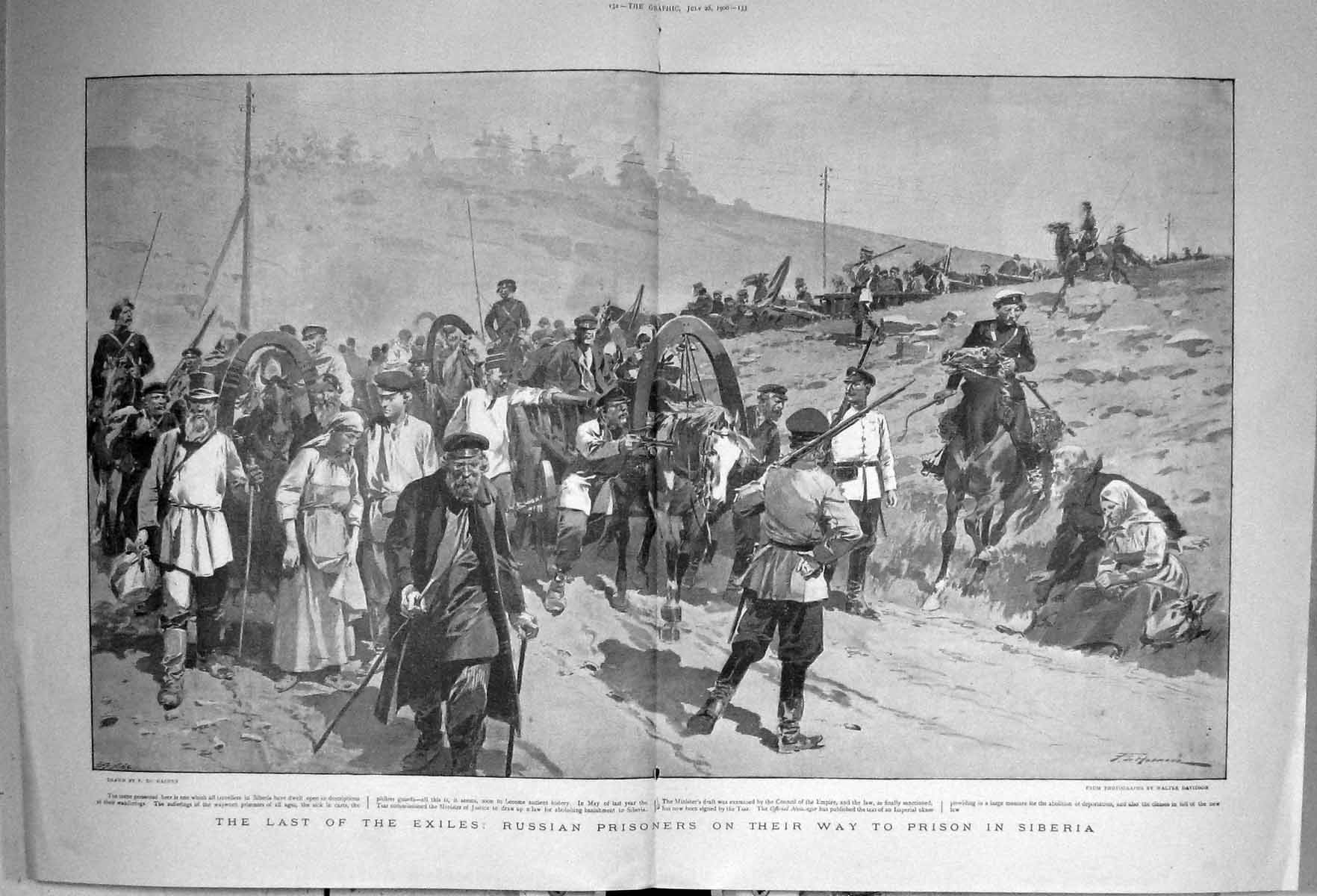 Old Antique Print 1900 Russian Prisoners Exiles Prison Siberia Travellers 20th