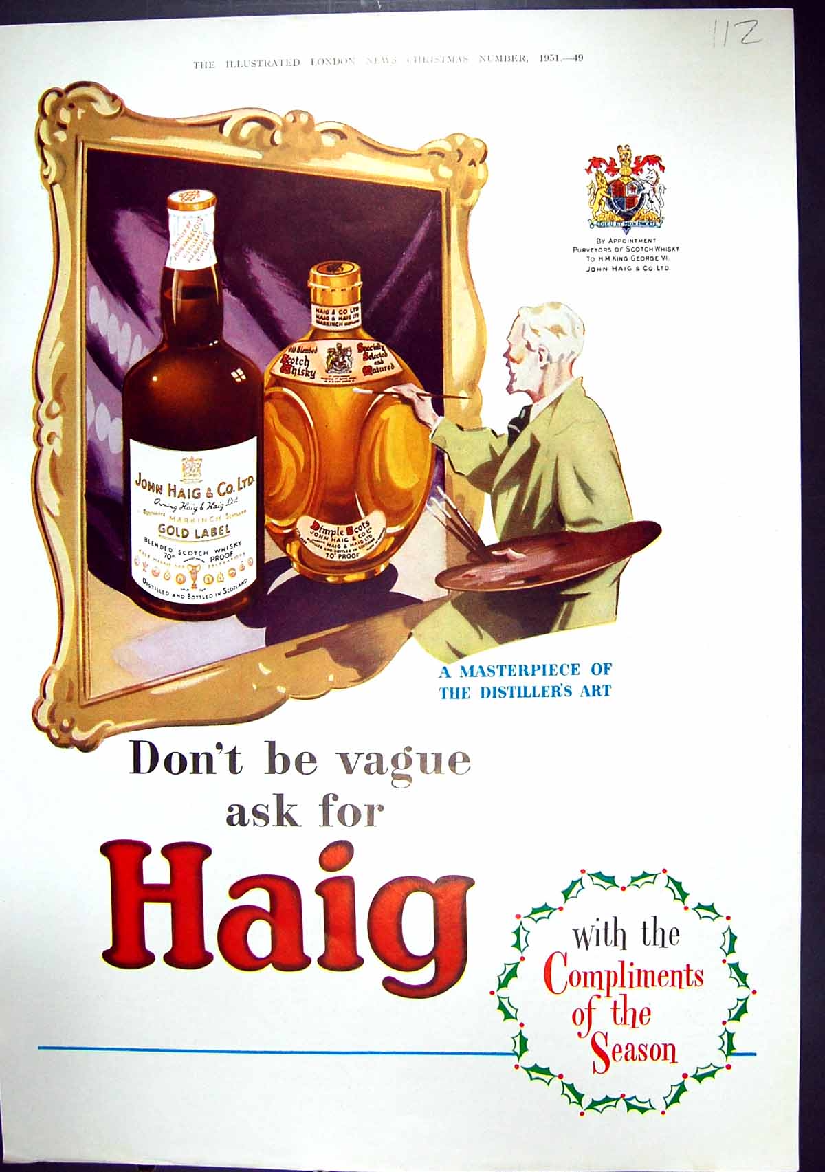 Old 1951 John Haig Scotch Whisky Abdulla Virginia Cigarettes Tobacco 20th