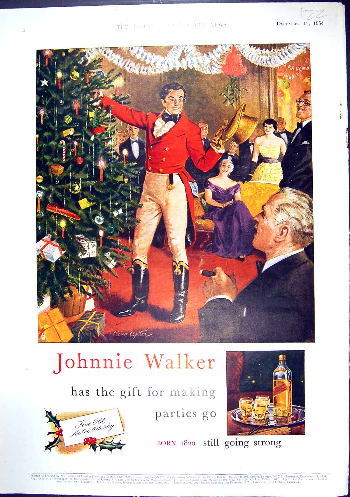 Antique Print 1954 Johnnie Walker Scotch Whisky Schweppes Drinks Ginger Ale