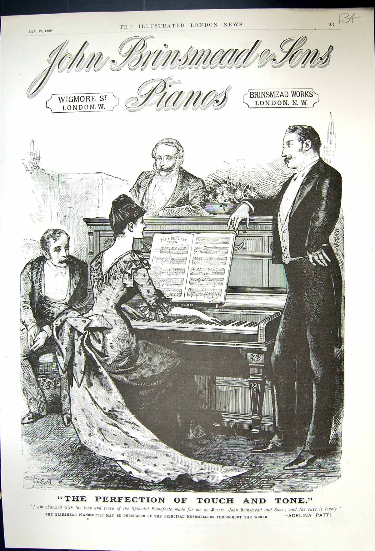 Old 1889 John Brinsmead Sons Piano London Brooke'S Monkey Brand Soap Victorian