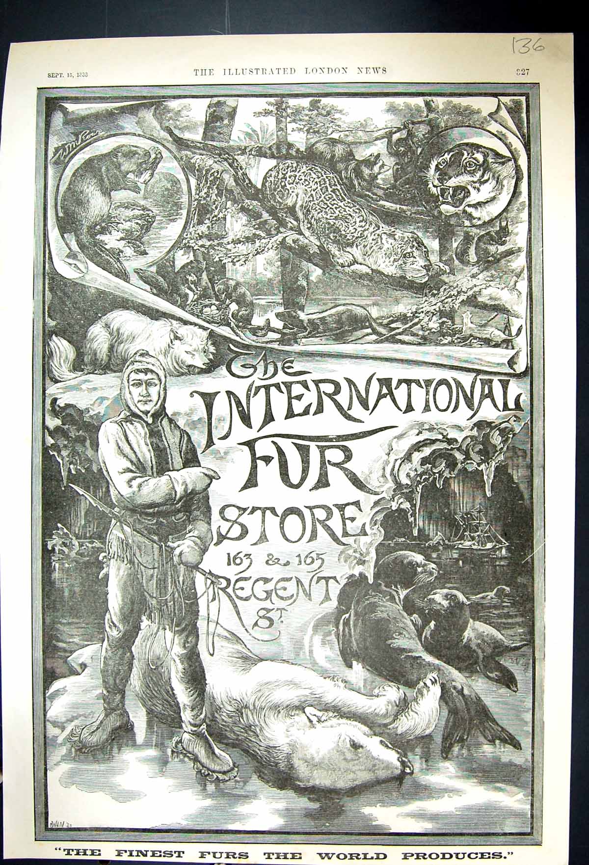 Antique Print 1888 International Fur Store Benham Dakin Mellins Food Samuel