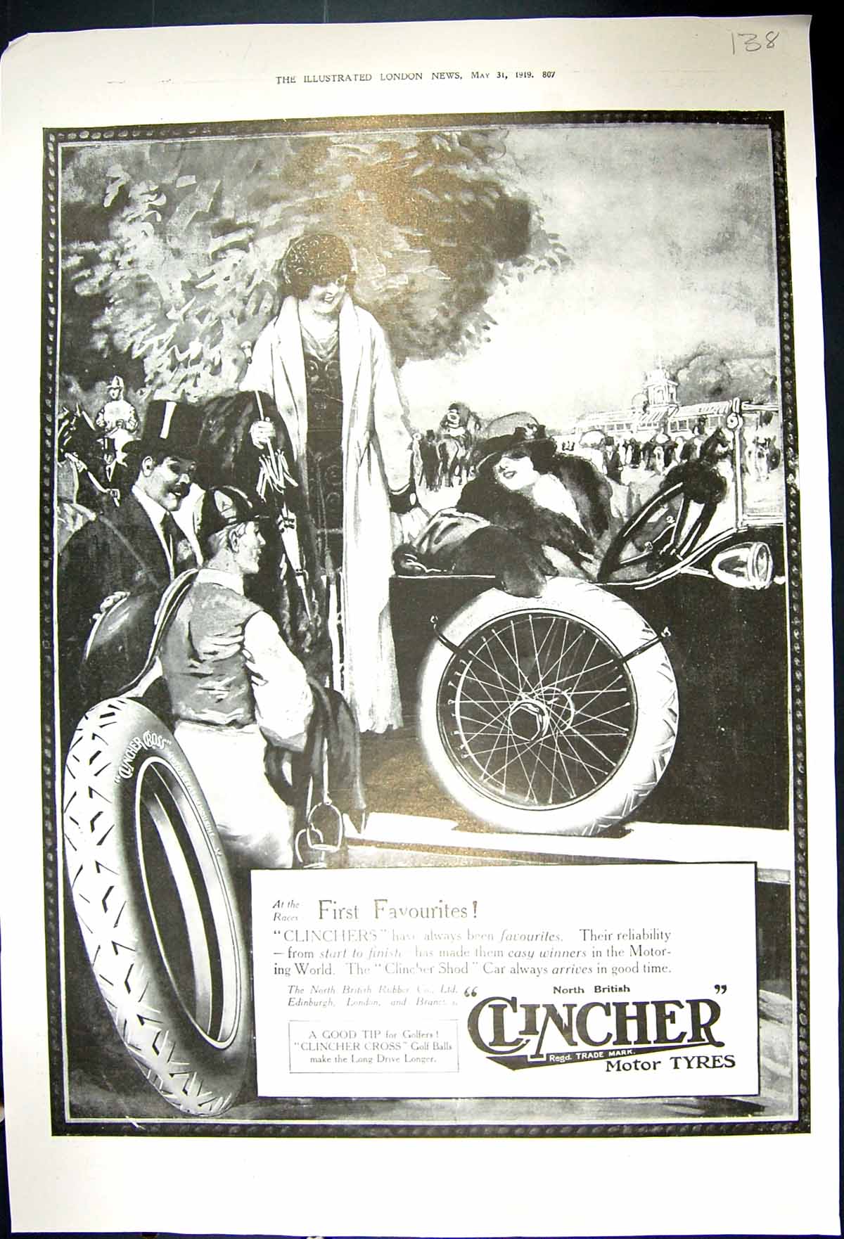 Antique Print 1919 Clincher Motor Car Tyres Palmer Cord Himrod Asthma Cure 20th