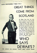 Antique Old Print 1929 Dewars White Label Scotch Whisky Gsmiths Silversmiths