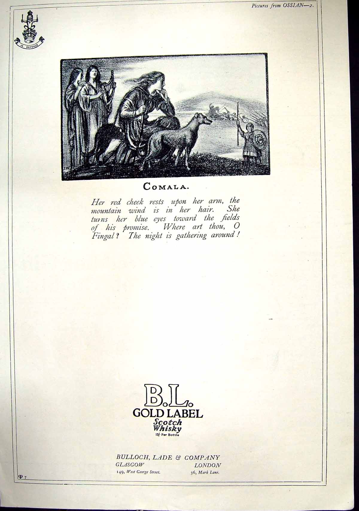 Antique Old Print 1923 Bulloch Lade GLabel Scotch Whisky Fry'S Price'S Soap