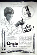 Old Print 1916 Onoto Fountain Pen Thomas Rue Allcocks Plasters Cigarettes 20th