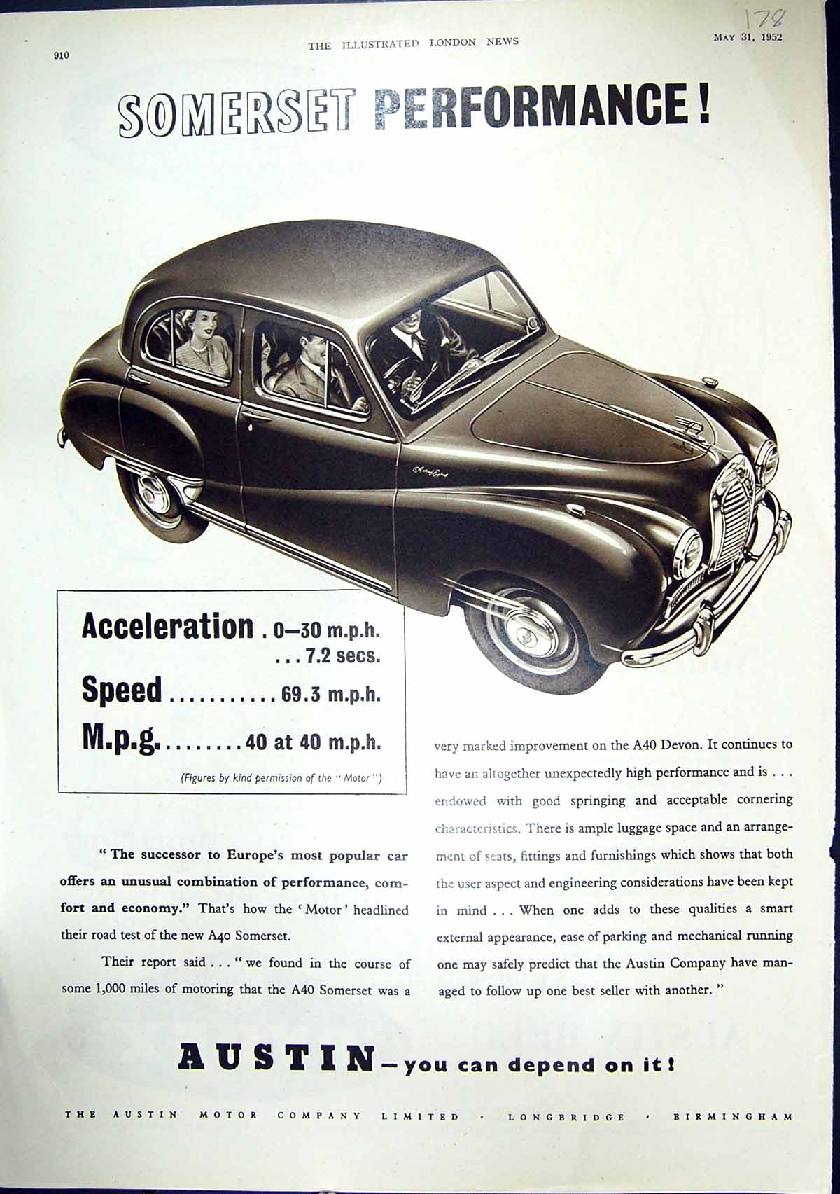 Antique Old Print 1952 Austin Motor Car Pyrex James Jobling Glass Austin Reed