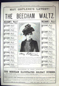 Old Print Advertisement 1889 Beechams Pills Hypatia Waltz Holiday Number 19th