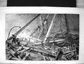 Old 1873 British Seamen Water-Logged Timber Ship Wreck Stormy Sea Fin Victorian