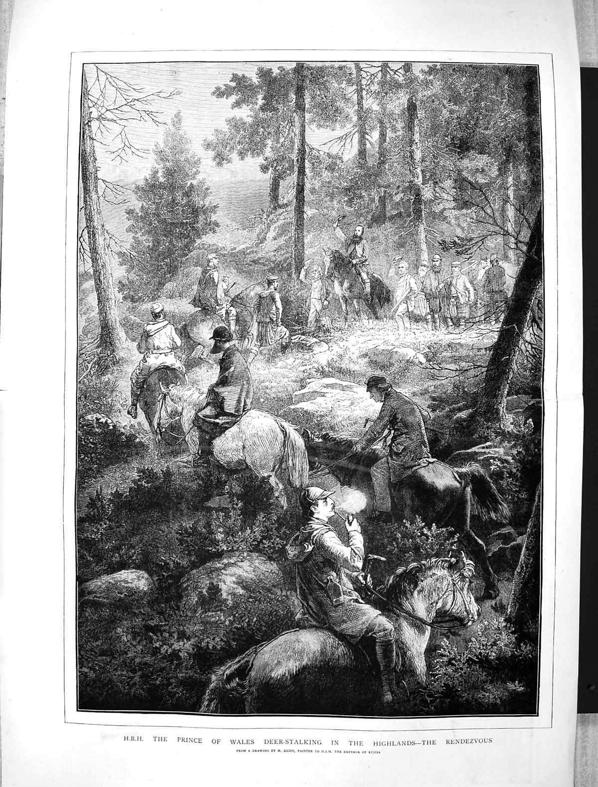 Old 1873 Prince Wales Deer Stalking Highlands Scotland Hunting Horses Victorian