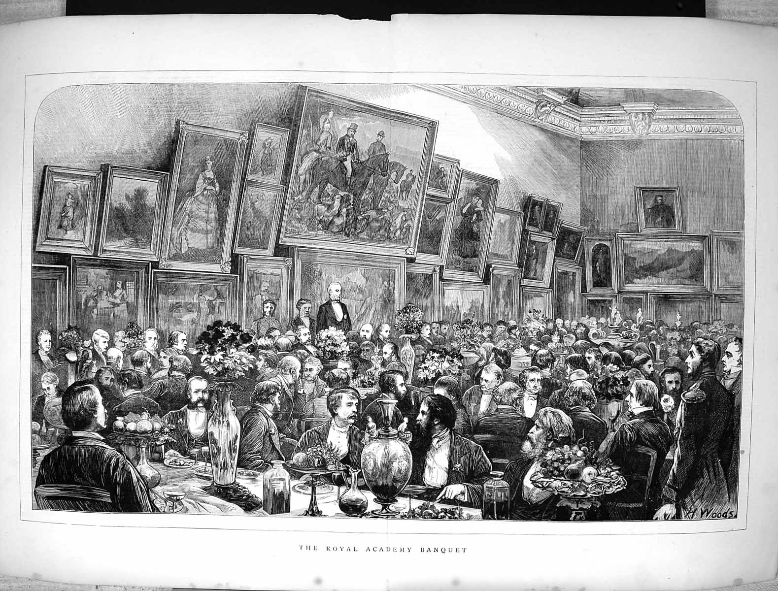 Antique Print 1871 Royal Academy Banquet Art Paintings Men Dinner Fine Art 19th