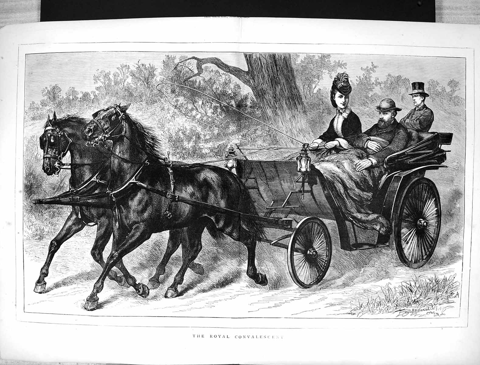 Antique Print 1872 Royal Convalescent Patient Horses Coach Doctor Fine Art 19th