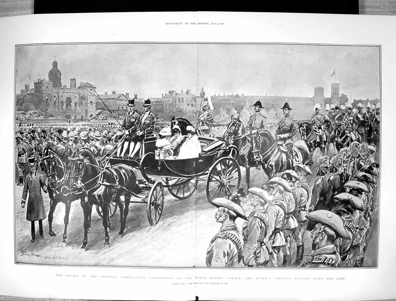 Old 1902 Horse Guards Parade Queen Carriage Colonial Coronation Conti 20th