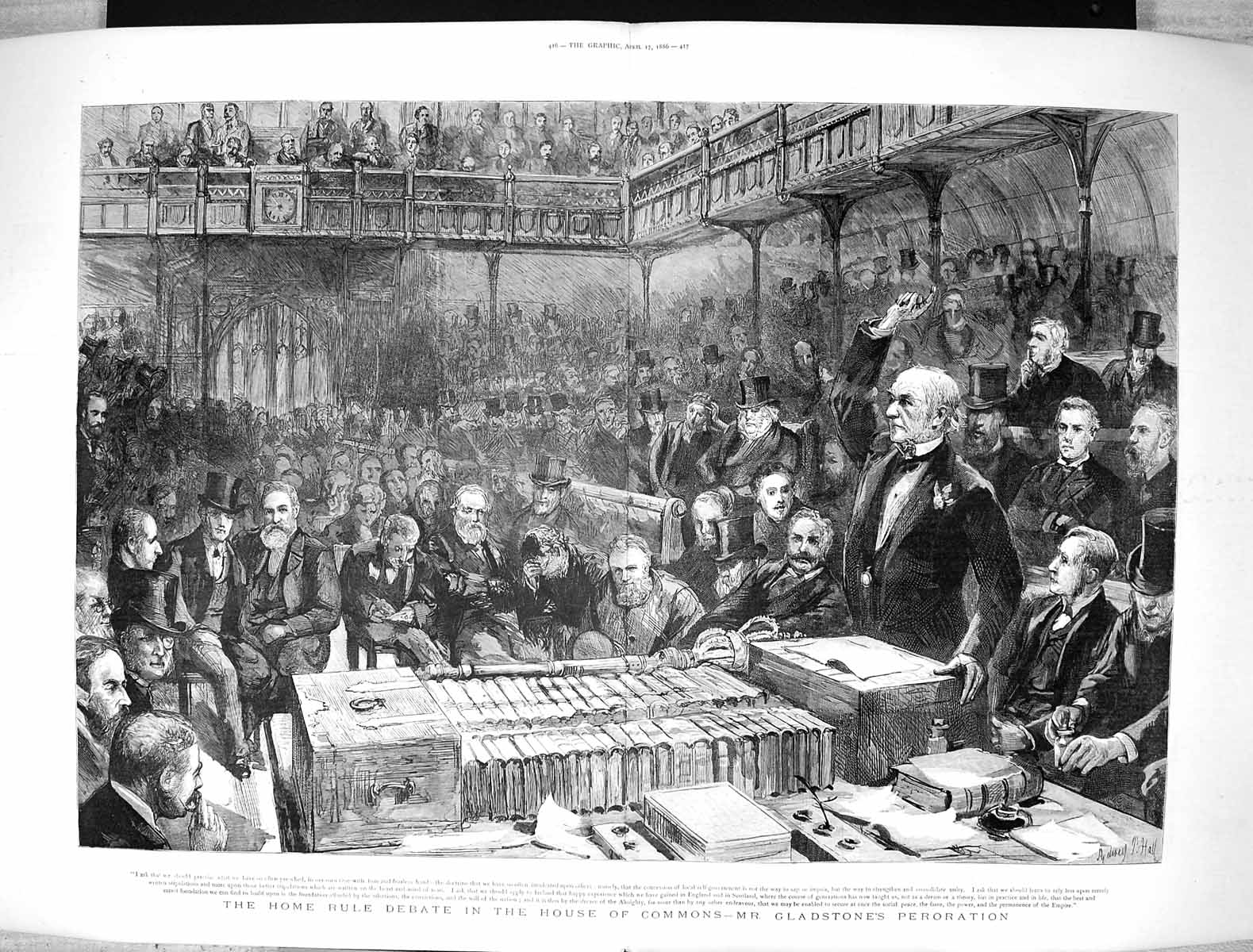 Old 1886 Home Rule Debate House Commons Gladstone Peroration Parliame Victorian
