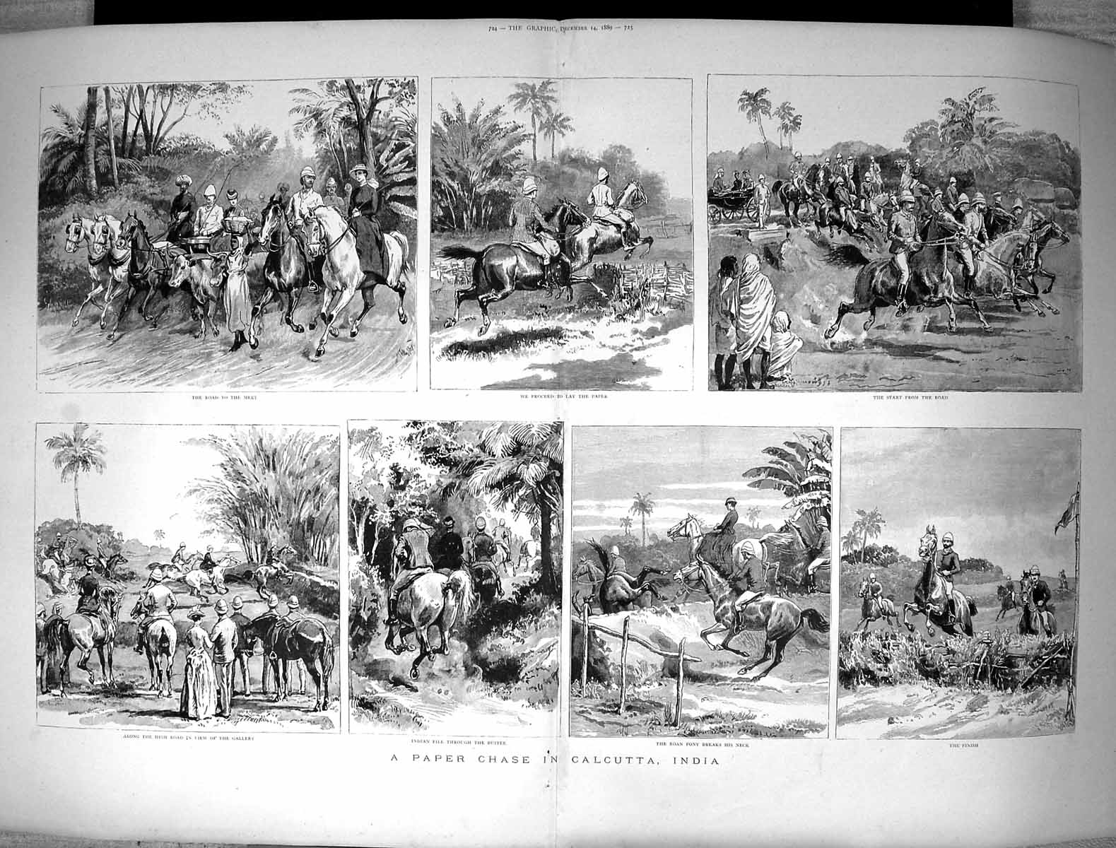Old Antique Print 1894 Horse Show Hunters Ring Spectators John Charlton 19th