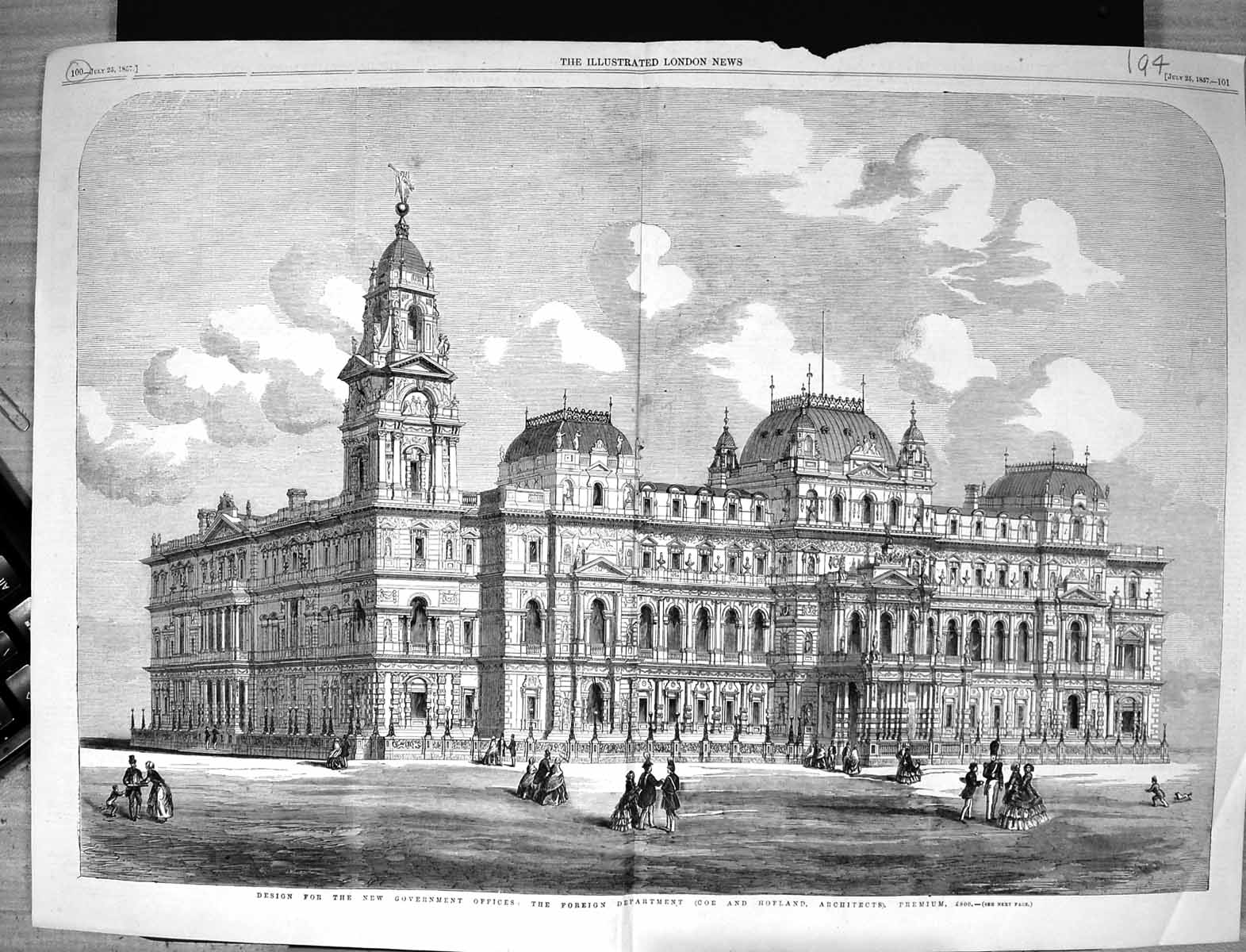 Old 1857 Architecture Design Government Offices Foreign Department Co Victorian