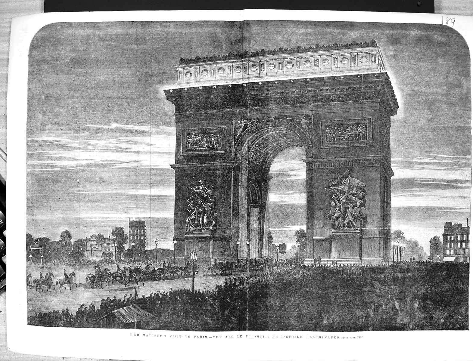 Old 1855 Queen England Visit France Arc De Triomphe De L'Etoile Illum Victorian