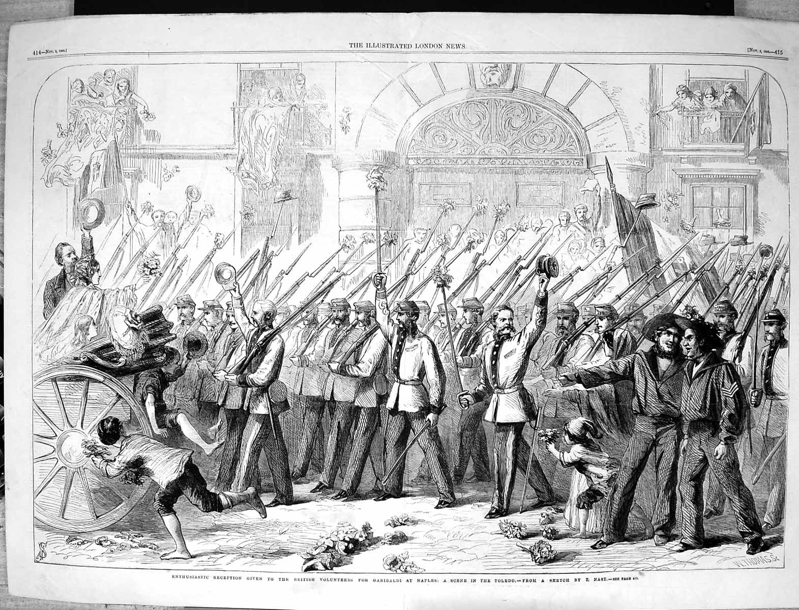Old 1860 Scene Reception Toledo British Volunteers Garibaldi Naples S Victorian