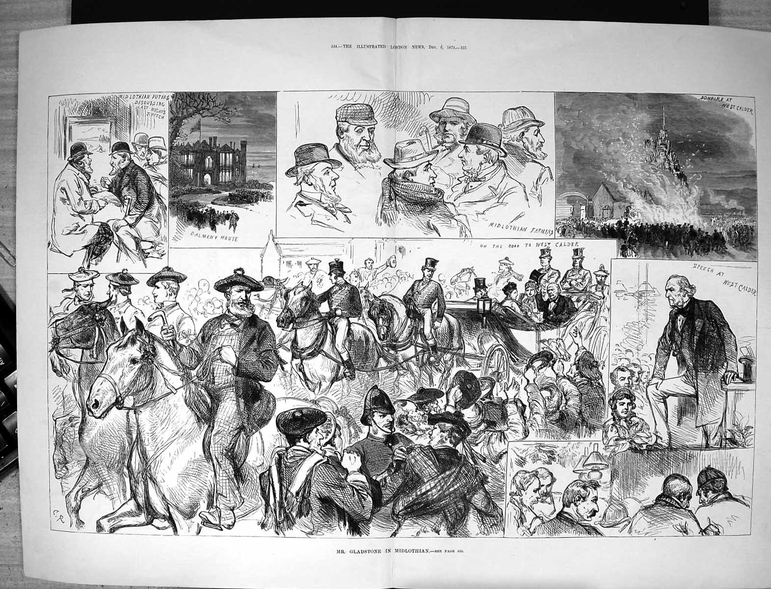 Old 1879 Mr Gladstone Midlothian Dalmeny House Farmers Bonfire Calder Victorian