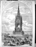 Antique Old Print 1872 Prince Consort National Memorial Architecture Fine Art
