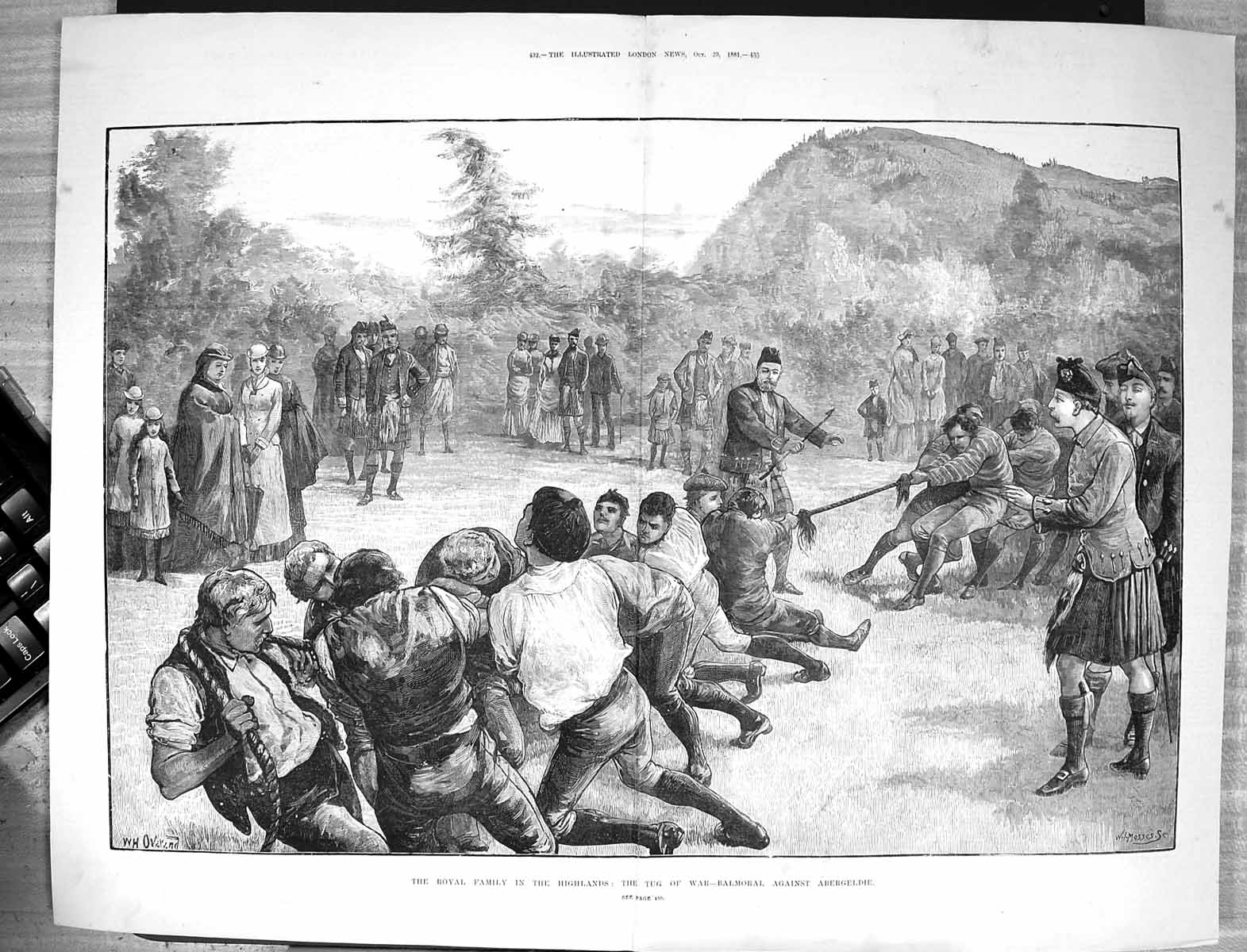Old 1881 Royal Family Highlands Scotland Tug War Balmoral Abergeldie Victorian