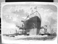 Antique Old Print 1858 Ship Leviathan Towed Moorings Deptford Smyth Fine Art