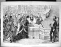 Antique Old Print 1875 Princess Wales Launching New Ironclad Ship Alexandra