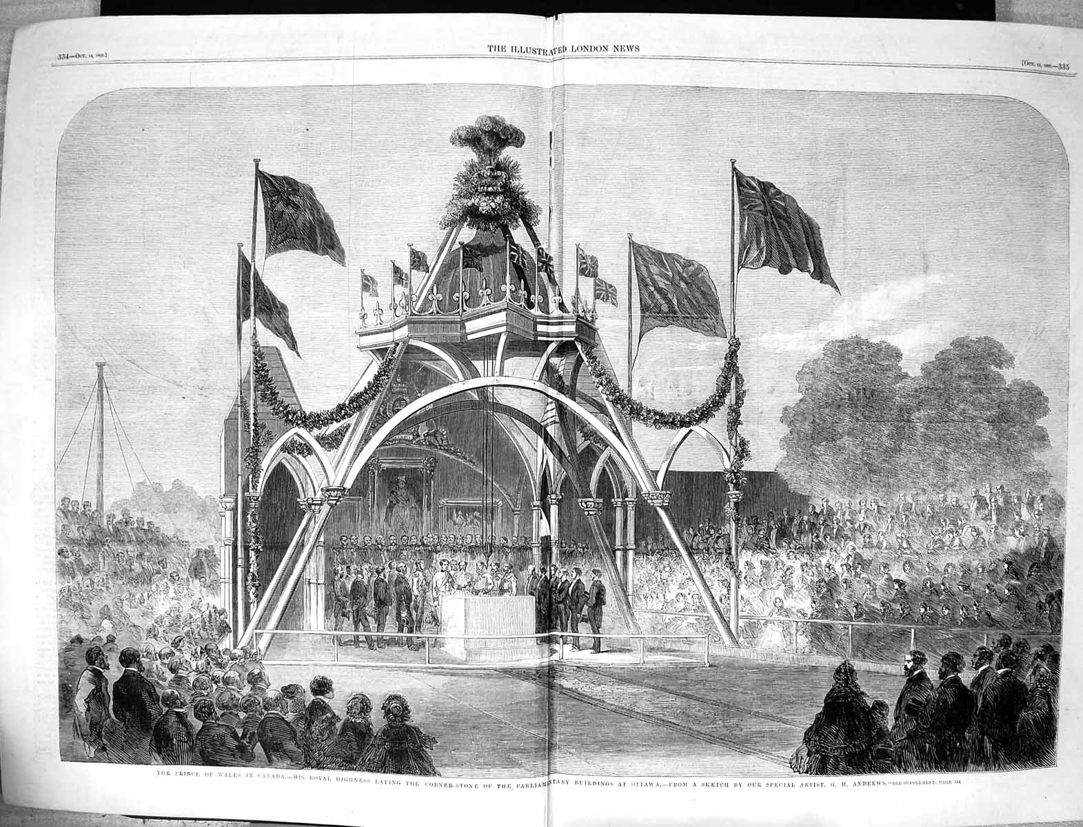 Old Damaged 1860 Prince Wales Canada Parliamentary Buildings Ottawa S Victorian