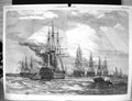 Original Old Antique Print 1858 British Fleet War Ships Spithead 19th