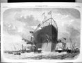 Antique Print 1858 Leviathan Ship Towed Moorings Deptford England Fine Art 19th