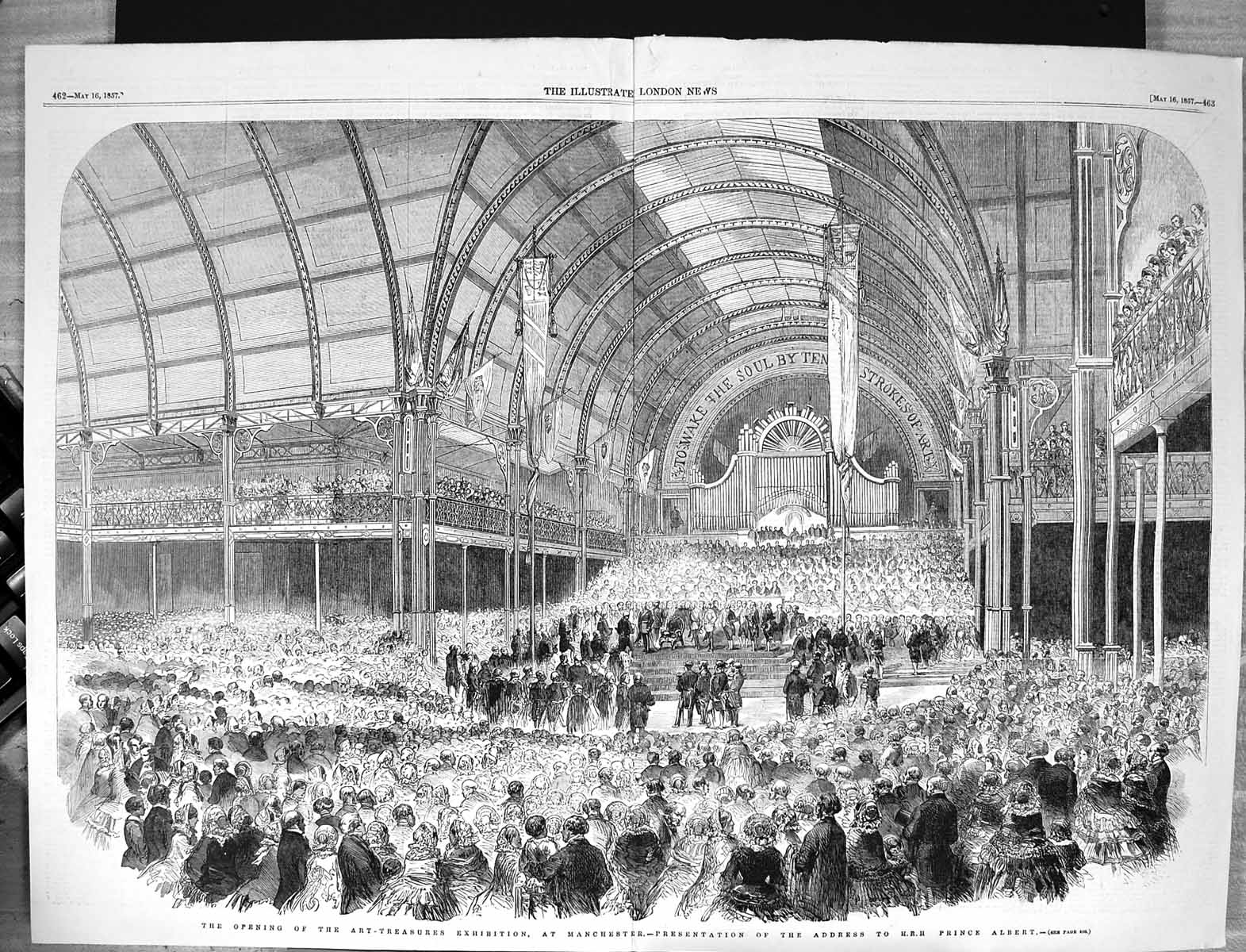 Old 1857 Opening Art Treasures Exhibition Manchester Presentation Pri Victorian