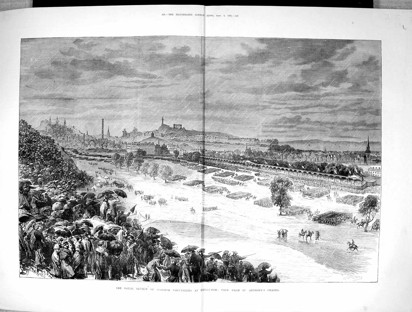 Old 1881 Royal Review Scottish Volunteers Edinburgh St. Anthony'S Cha Victorian