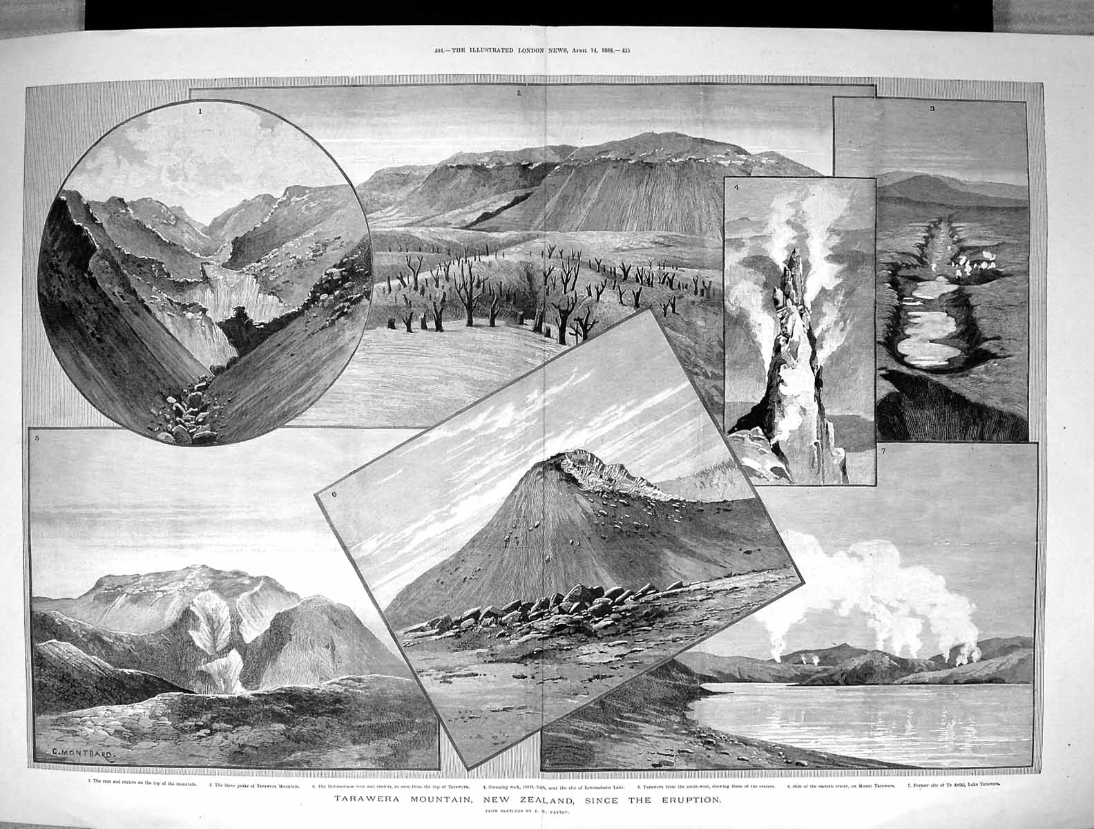 Old 1888 Tarawera Mountain New Zealand Volcano Rotomahana Lake Crater Victorian