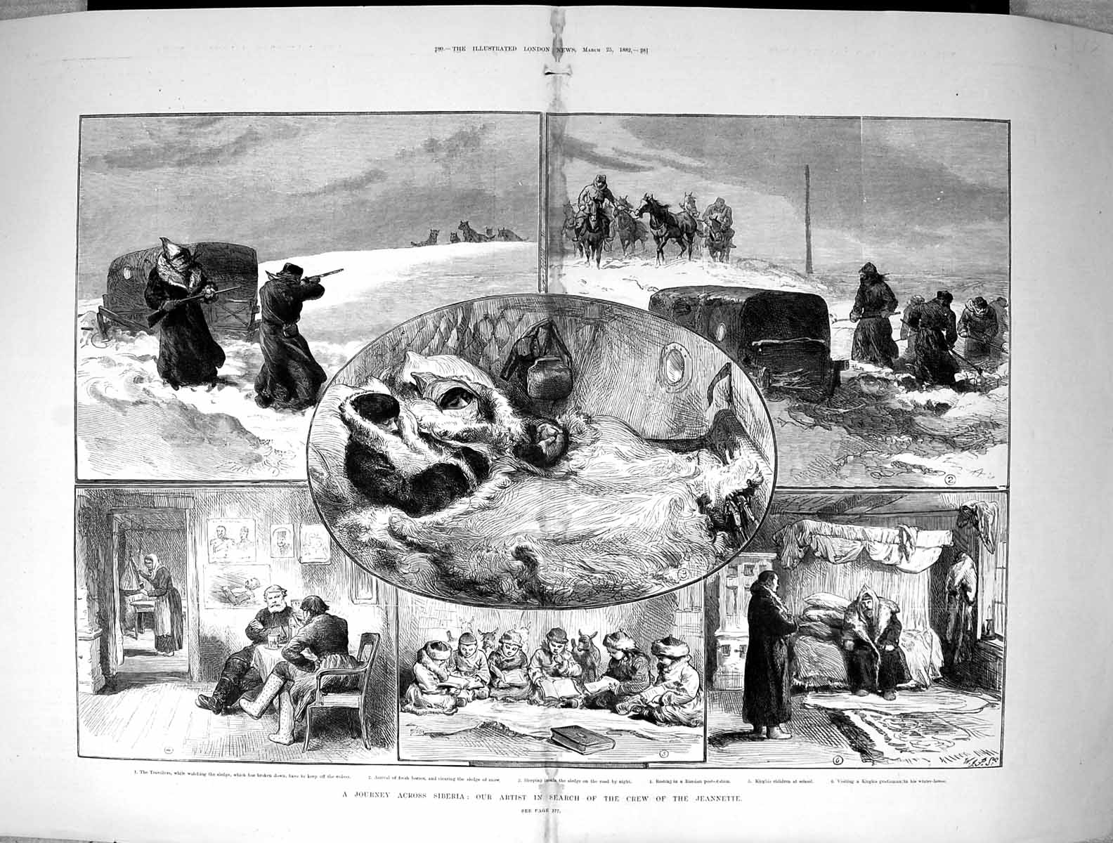 Old Damaged 1882 Siberia Journey Jeannette Sledge Horses Kirghis Chil Victorian