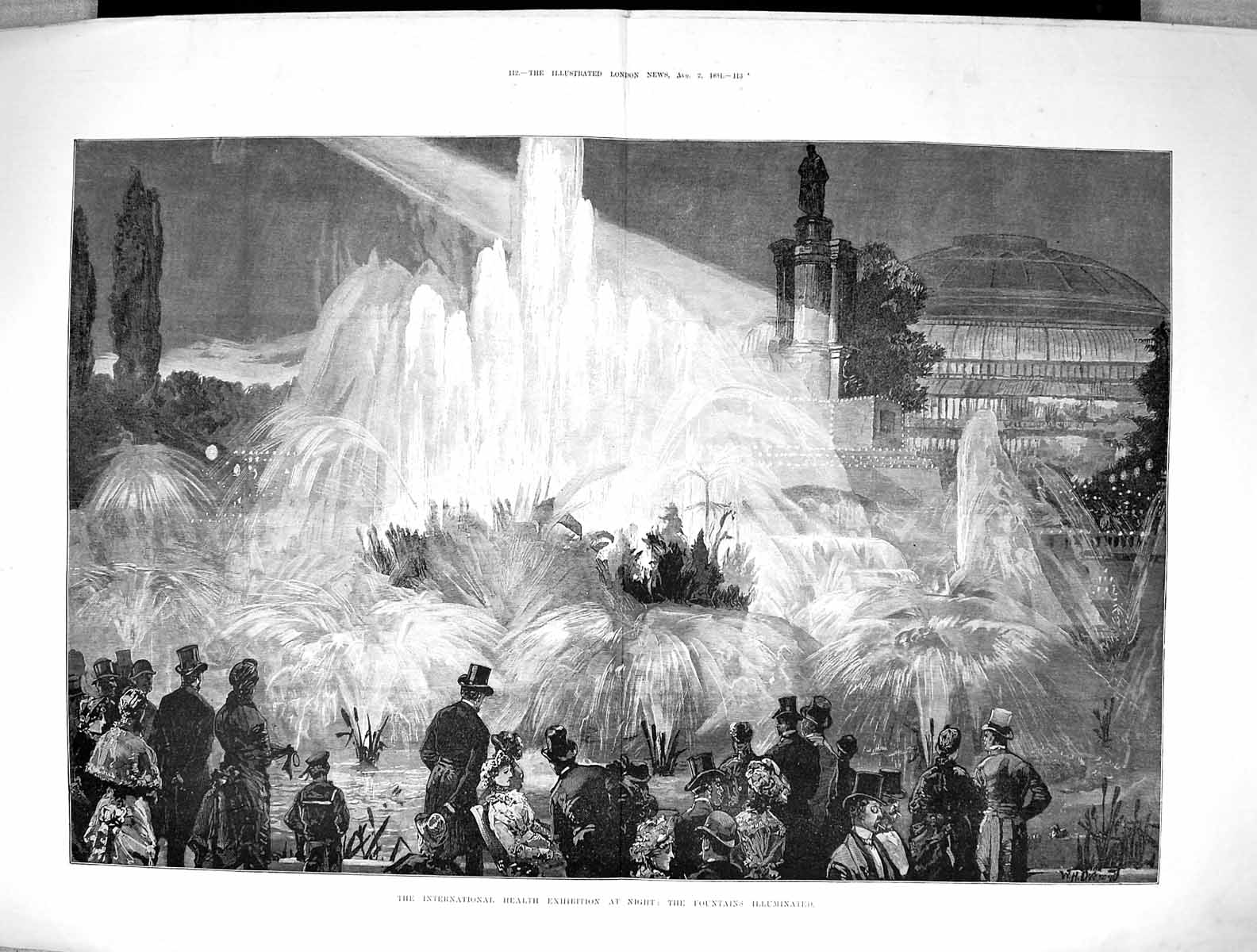 Old 1884 International Health Exhibition Illuminated Fountains Fine A Victorian
