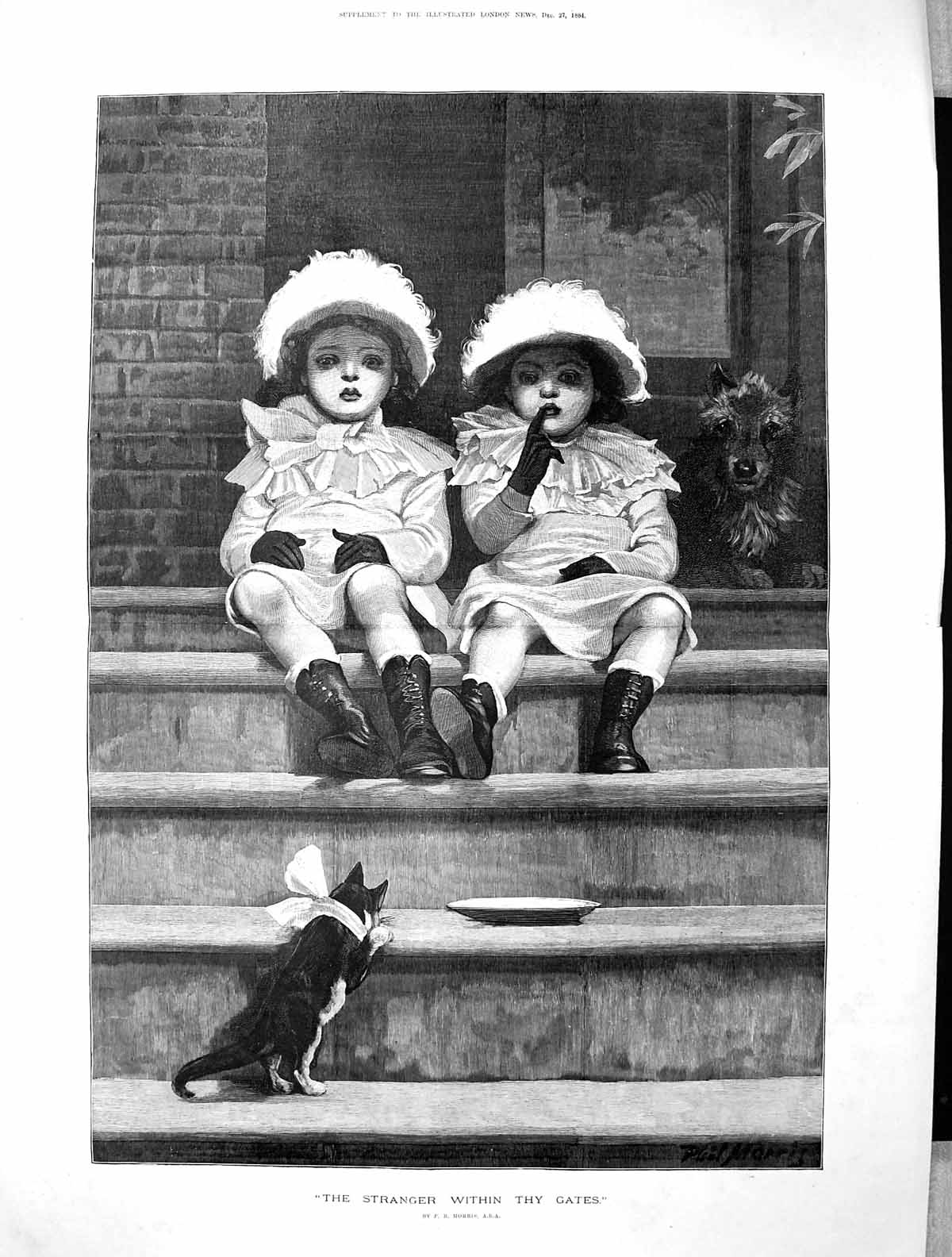 Old 1884 Stranger Within Thy Gates Morris Little Girls House Step Kit Victorian