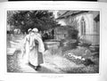 Old Antique Print 1884 Crowns Jow Sorrow Grave Christening Church Morris 19th