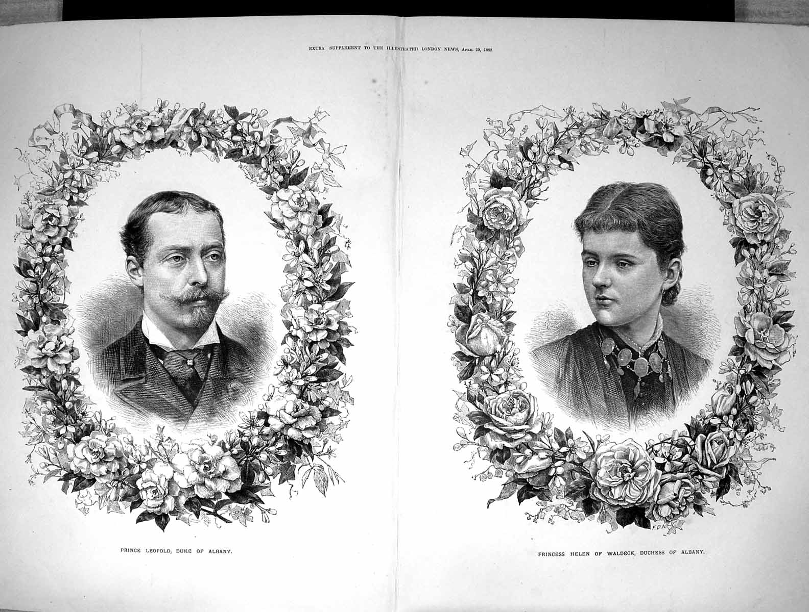 Antique Print 1882 Princess Helen Waldeck Duchess Albany Prince LeopDuke Po