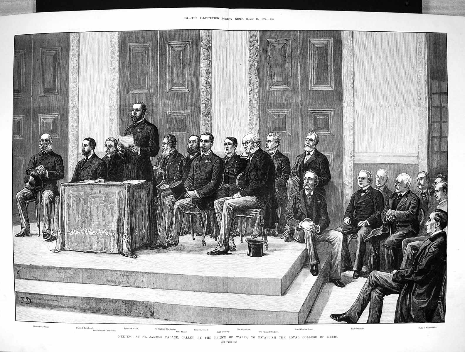 Old 1882 St. James Palace Prince Wales Music College Bruce Granville Victorian