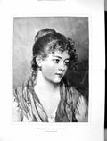 Original Old Antique Print 1889 Portrait Maiden Fancies Eugen Von Blass 19th