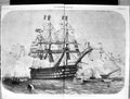 Original Old Antique Print 1858 Cherbourg Fetes Queen Emperor Bretagne Ships