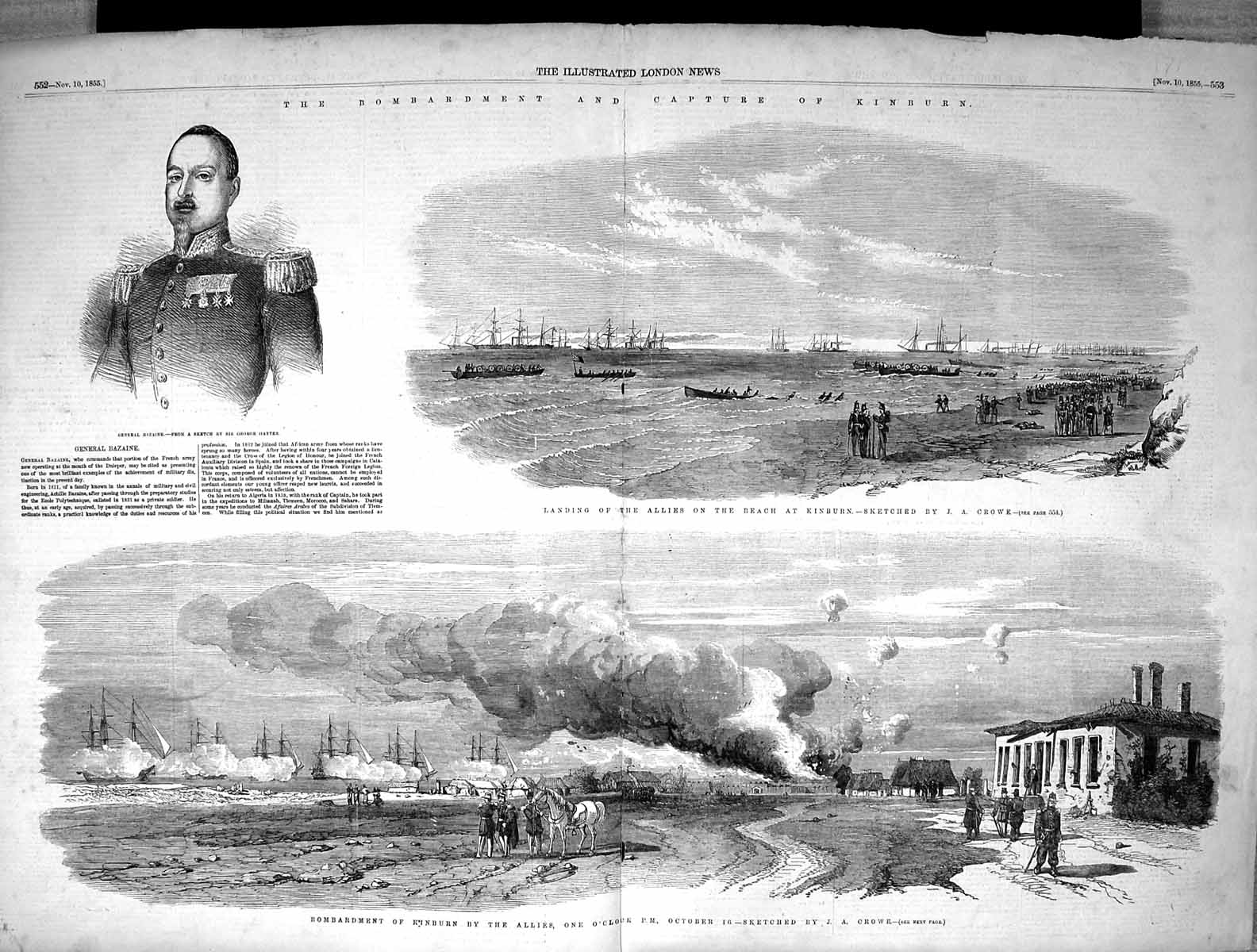 Old Print 1855 Bombardement Capture Kinburn General Bazaine Siers War Cr 19th