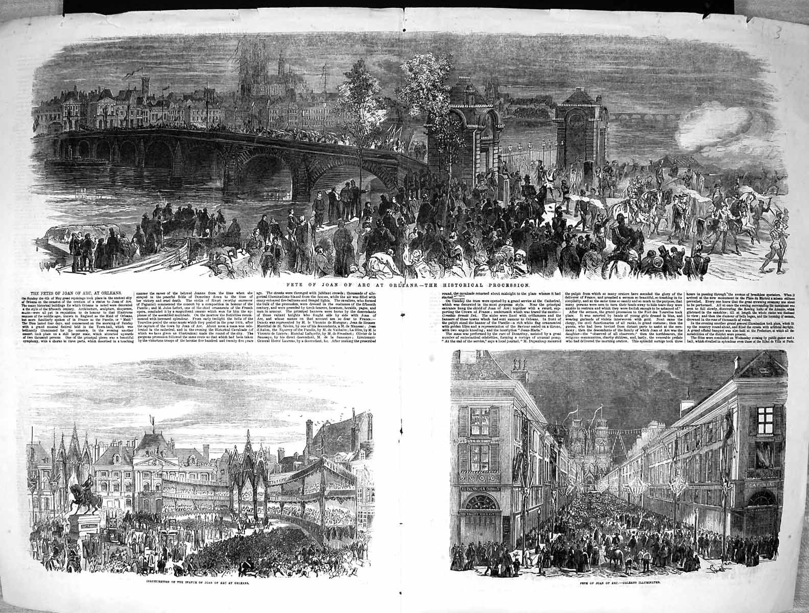 Old 1855 Fete Joan Arc Orleans Historical Procession Inauguration Sta Victorian