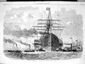 Antique Print 1859 Great Eastern War Ship Rounding Point Opposite Blackwall