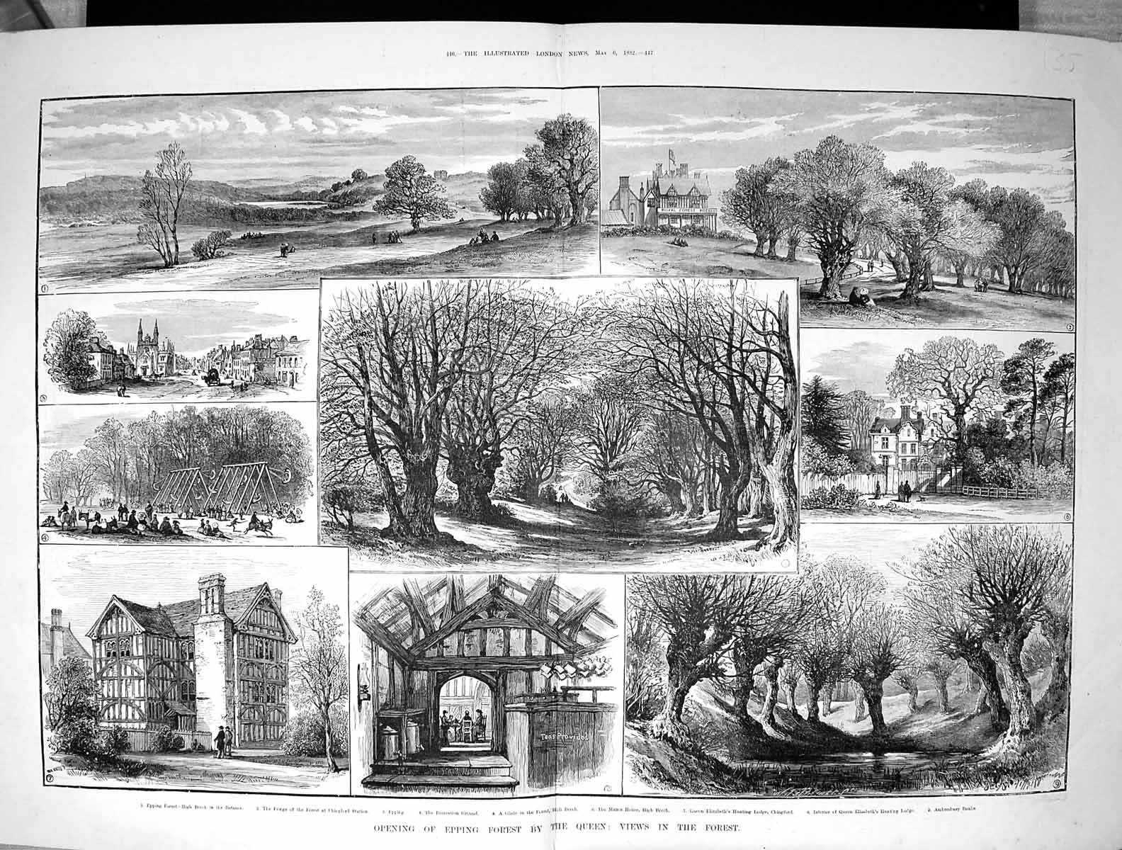 Old 1882 Opening Epping Forest Queen Recreation Queen Elizabeth Lodge Victorian
