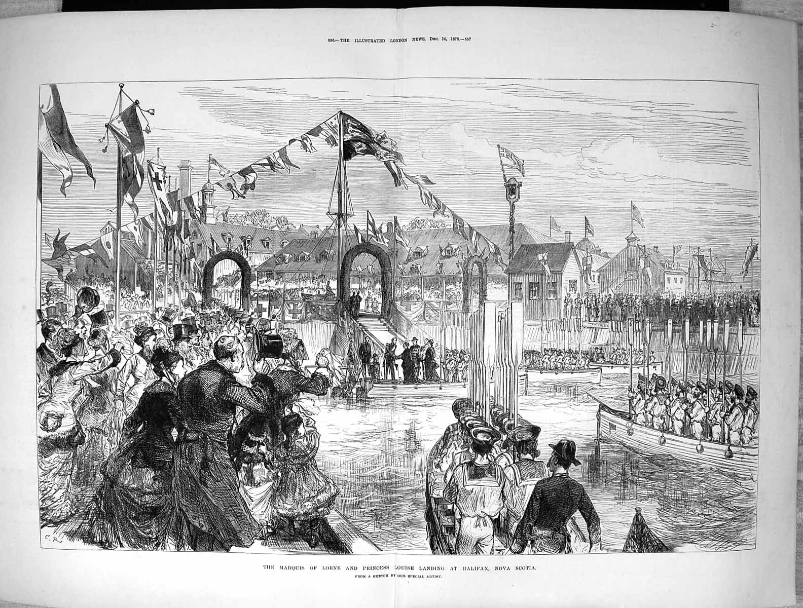 Old 1878 Marquis Lorne Princess Louise Ship Landing Halifax Nova Scot Victorian
