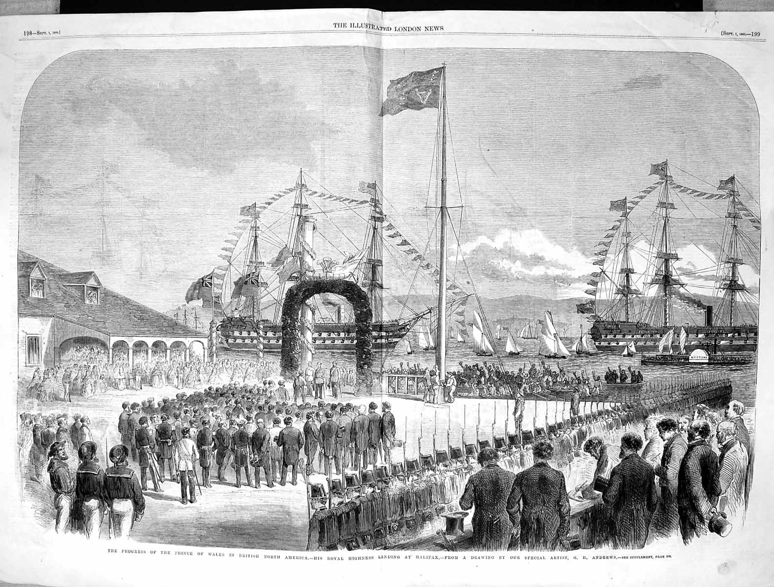 Old 1860 Prince Wales British North America Ship Landing Halifax Andr Victorian