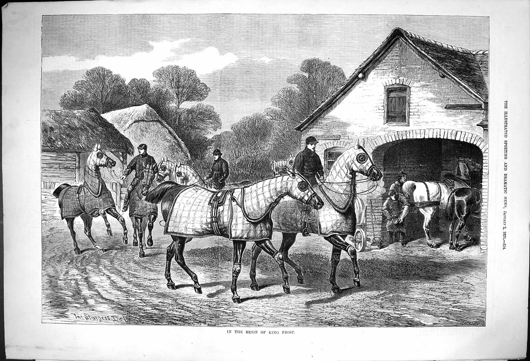 Old Reign King Frost J Sturgess Horses Shoed Smithy Blankets On 1875 Victorian